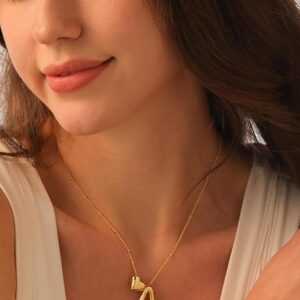 Limited time deal 50% Off Heart Letter Necklace, 14k Gold Plated