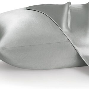 Bedsure Satin Pillowcases, Similar to Silk Pillow Cases Queen Size Set of 2, Cooling Pillow Case for Hot Sleepers with Envelope Closure, Gifts for Women Men, Silver Grey, 20x30 Inches