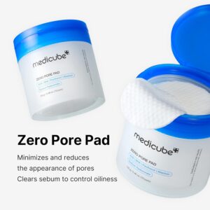 Medicube Zero Pore Pads 2.0, Dual-Textured Facial Toner Pads for Exfoliation and Pore Care with 4.5% AHA Lactic Acid & 0.45% BHA Salicylic Acid, Ideal for All Skin Types)