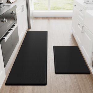 Prime Day Deal 33% Off StepRite Kitchen Mats, 2PCS Kitchen Rugs, Cushioned Anti Fatigue Kitchen Mats for Floor, Non-Slip Standing Desk Mat, Waterproof Kitchen Rug Set for Kitchen, Floor, Office, 17.3"x30"+17.3"x47", Black
