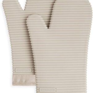 Limited time deal 50% Off KITCHENAID Ribbed Soft Silicone Oven Mitt 2-Pack Set, 7.5"x13", Milkshake