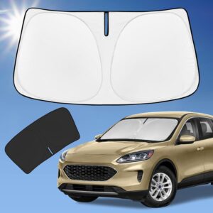 Limited time deal 29% Off for Ford Escape 2020-2025 2026 Sun Shade Sunshade Windshield Cover, 4-Layer Front Window Shade Custom Fit Escape S SE SE Sport Hybrid SEL Titanium Sun Visor 240T Shade Blocks UV Rays Car Accessories