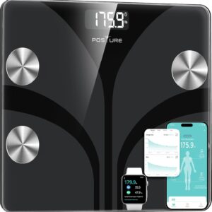 Limited time deal 41% Off Posture Scale for Body Weight, Digital Bathroom Smart Scale, 13 Body Composition Analyzer Sync Weight Scale BMI Health Monitor Sync Apps 400lbs - Black