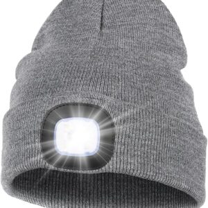 Limimted time Deal 15 % Off MELASA Unisex Hat with Light, USB Rechargeable Hands Free Headlamp LED Beanie, Winter Gifts for Men Dad Father Husband Him