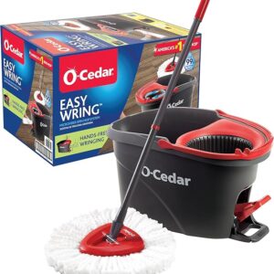 Limited Time Offer13% Off O-Cedar EasyWring Microfiber Spin Mop, Bucket Floor Cleaning System, Red, Gray, Standard